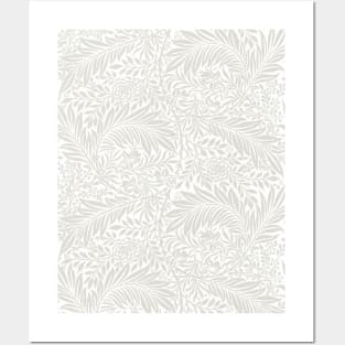 Modern Floral Pattern Grey and White Posters and Art